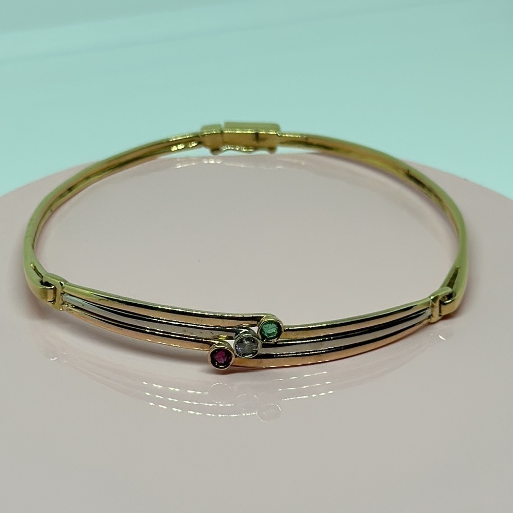 18k real solid gold real diamond ruby’s emerald bracelet